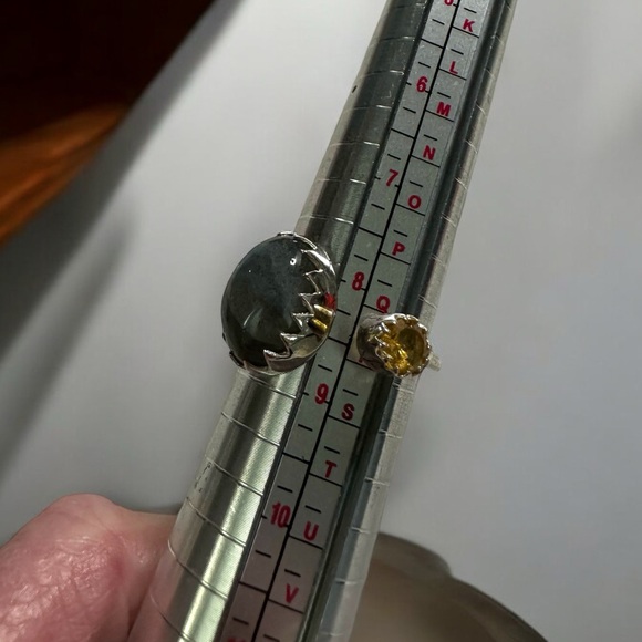 Labradorite & Citrine Sterling Silver Ring Size 8 to 10 Adjustable - Picture 9 of 15